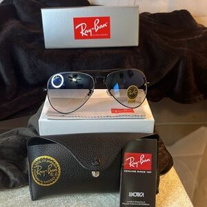 Ray-Ban Black G-15 Lense Foldable Aviator Sunglasses New 62